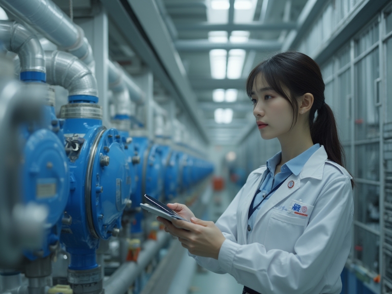 疾控中心執法人員正在供水泵房檢查