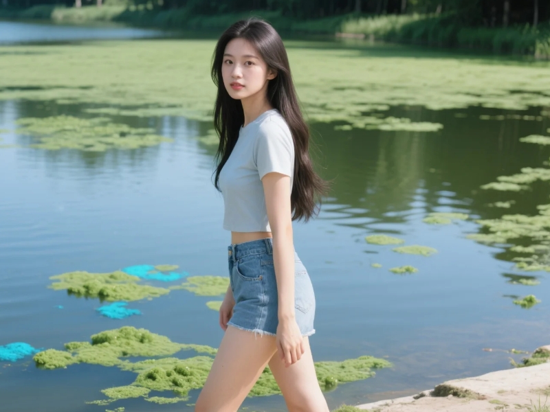 藍綠藻超標導致水華現象現場圖